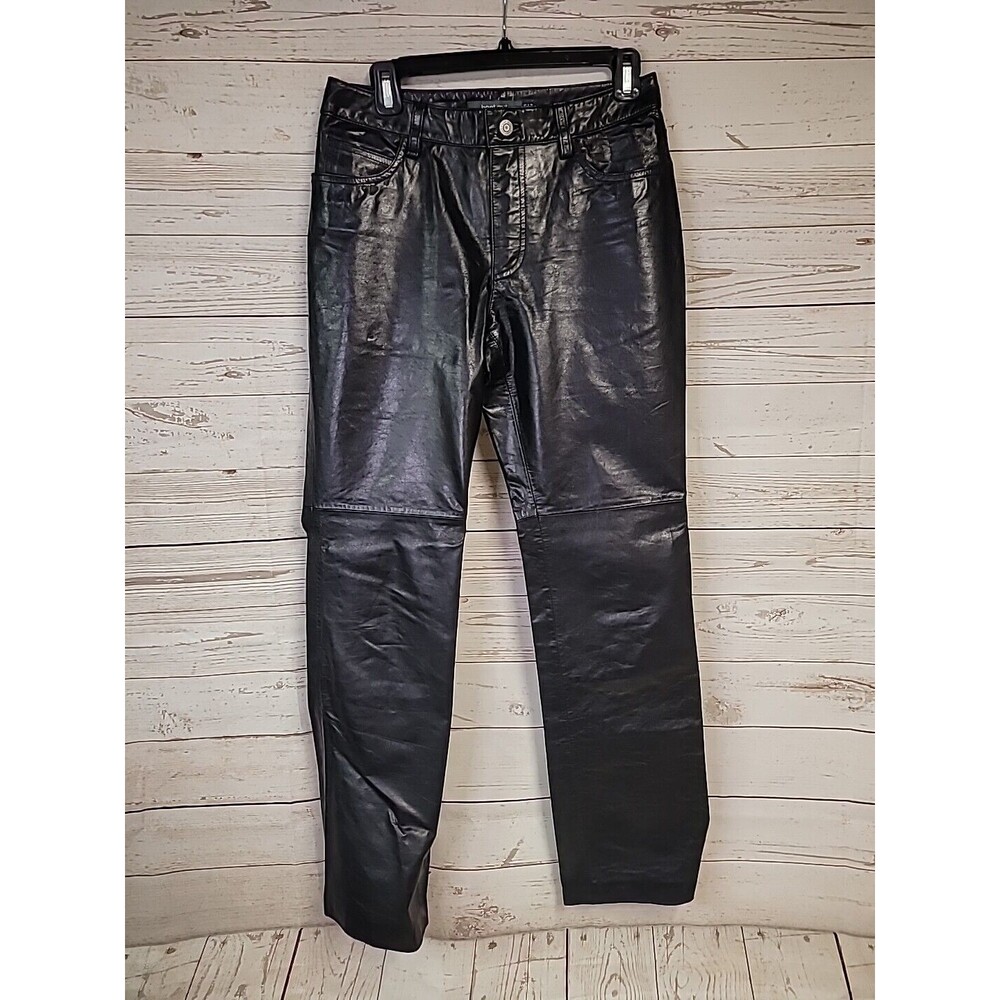 VTG Gap Boot Cut Genuine Leather Pants Women’s 6 Black Mid Rise Y2K Biker Pocket